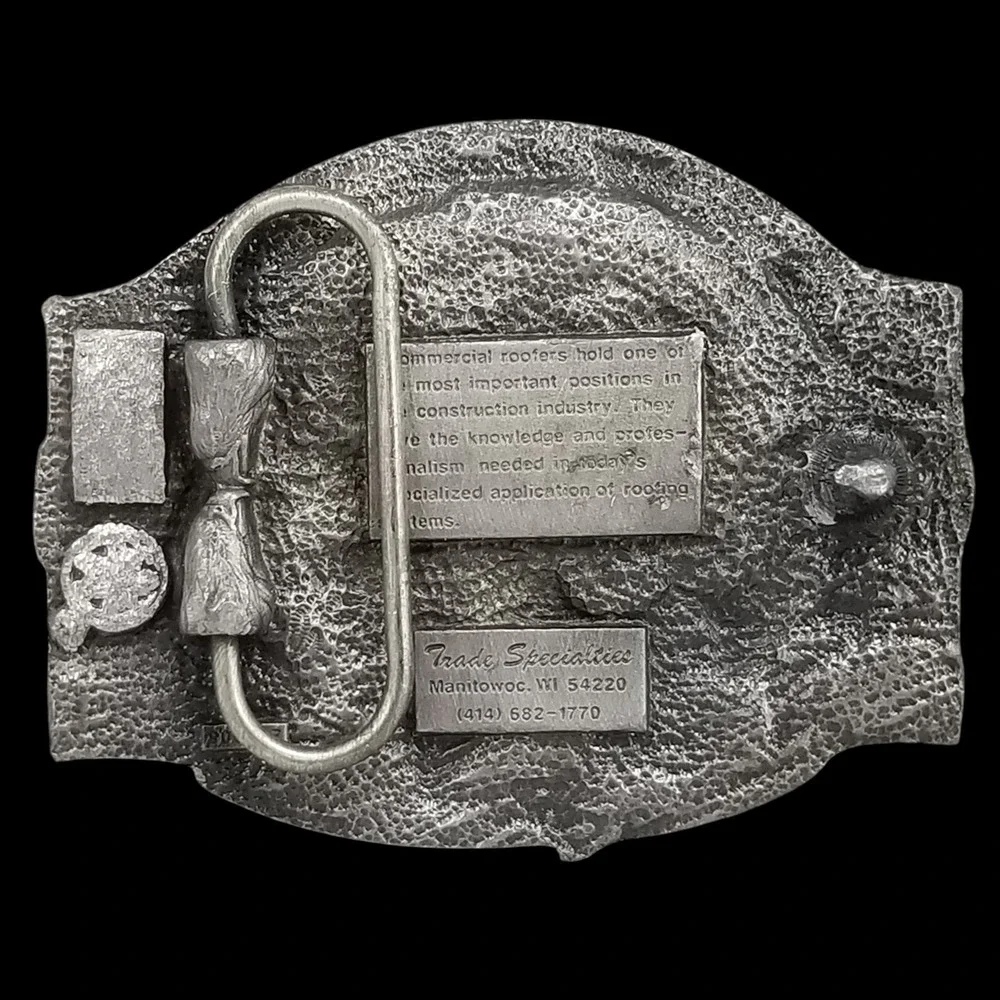 Professional Roofer Belt‎ Buckle Trade Specialties Construction Theme Pewter